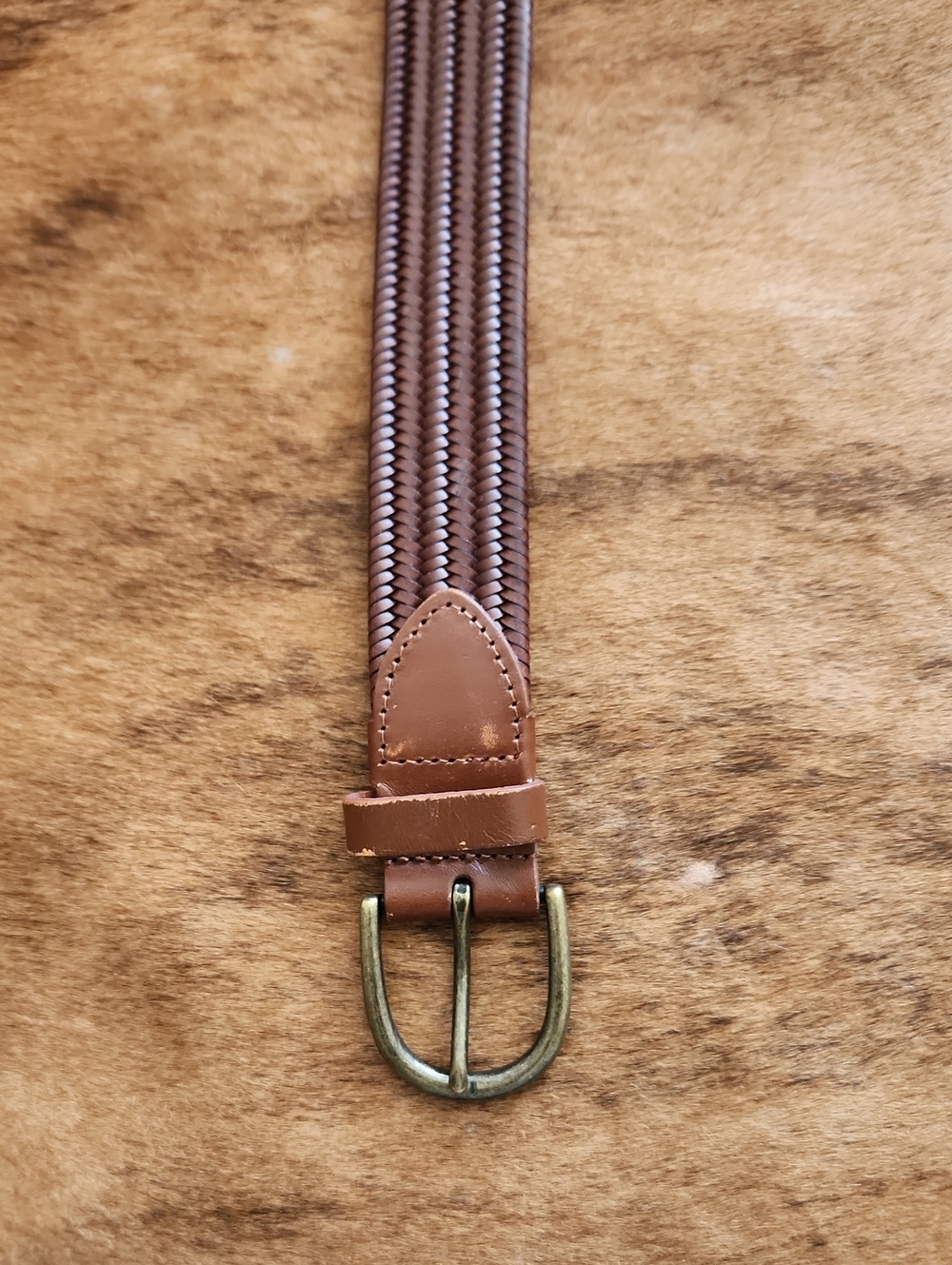 J. McLaughlin Leather Braided Belt Size 42